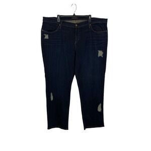 James Jeans Dark Wash Distressed Denim Cropped Jeans Plus Size 20 Made In USA